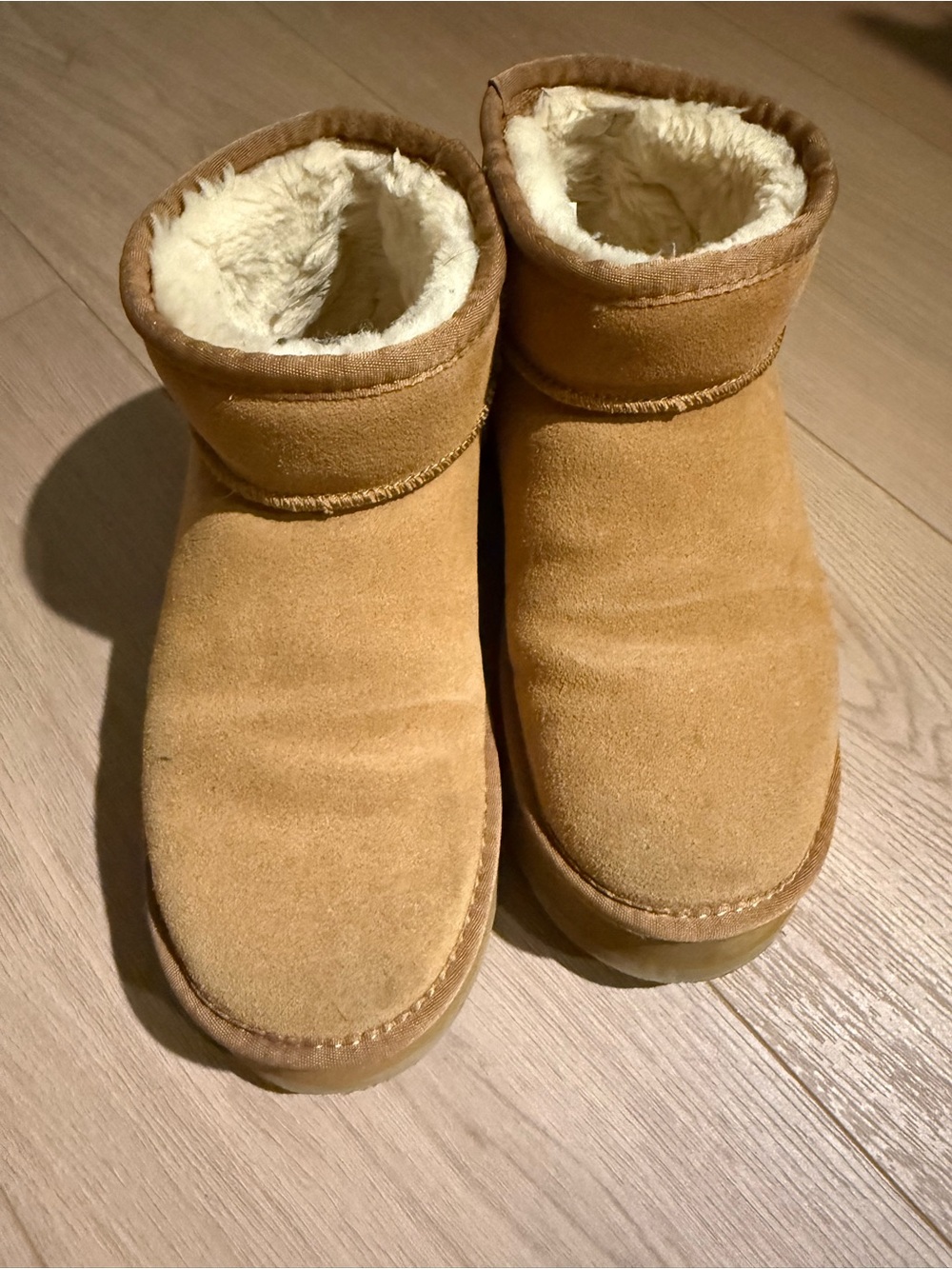 Chestnut Suede Shearling-Lined Ankle Boots